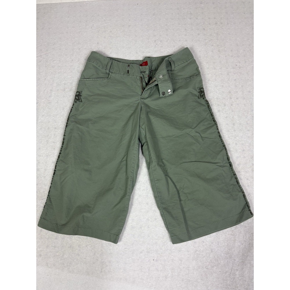 Mossimo 2000s Capri Wide Leg Cropped Pants Womens Juniors 11 Green Whimsy Boho